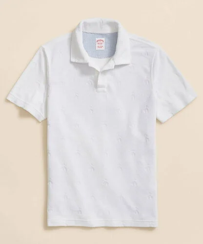 BROOKS BROTHERS コットン/ポリエステルジャージー テリークロス GFジャカード ポロシャツ