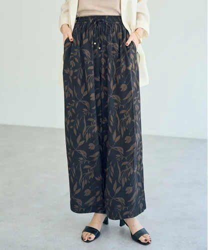 YECCA VECCA アートプリントスリットワイドパンツ