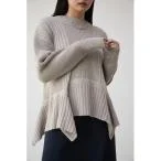 ニット ASYMMETRY HEM RANDOM RIB KNIT/アシメトリーヘムランダムリブニット レディース