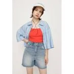 シャツ ブラウス STRIPE CROP SH ストライプ クロップド丈 シャツ ショート丈 レディース