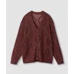 カーディガン Mesh knit/V-neck loose cardigan / 透かし編み ルーズニット Vネック カーディガン メンズ