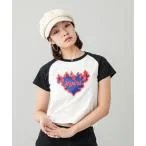 tシャツ Tシャツ BURNING HEART RAGLAN S/S BABY TEE レディース