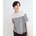 tシャツ Tシャツ 「洗える／ボーダー柄／日本製」アシメデザインTシャツ レディース