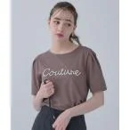 tシャツ Tシャツ 「ほの甘、大人のフェミニンカジュアルT」パール調ロゴT レディース