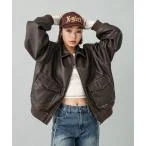 ジャケット ブルゾン DISTRESSED FAUX LEATHER JACKET レディース