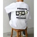 tシャツ SHIPS any: SNOOPY コラボ RECORDS グラフィック バック プリント Tシャツ メンズ