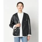 ジャケット テーラードジャケット SYNTHETIC MATERIAL NO-COLLAR JACKET レディース