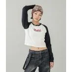 tシャツ Tシャツ ROUGH MILLS LOGO RAGLAN L/S BABY TEE レディース