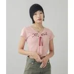 tシャツ Tシャツ RIBBONED NECK BABY TOP レディース